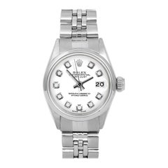 Rolex Ladies SS Datejust White Diamond Dial Smooth Bezel Jubilee Band Watch