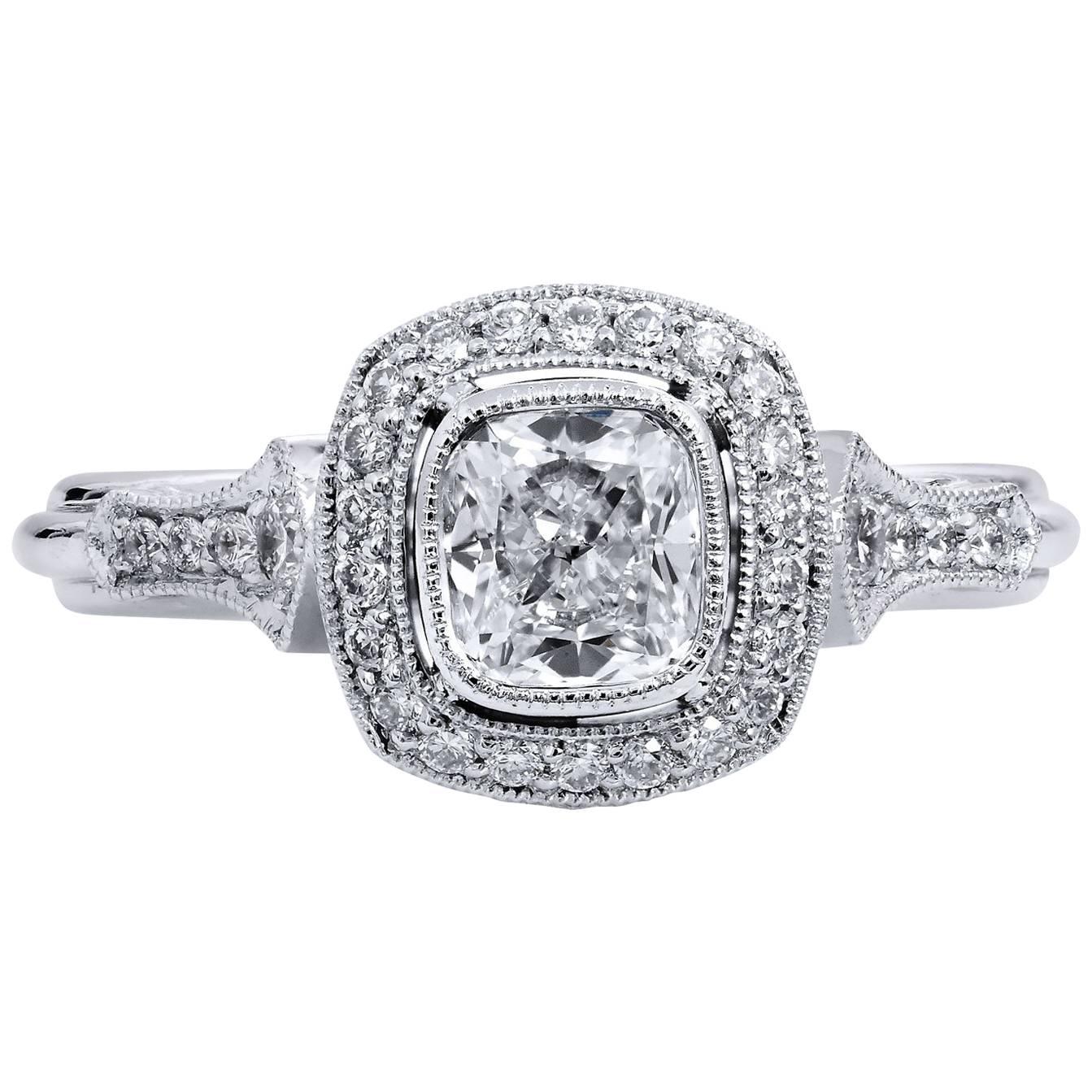 GIA 0.74 Carat Round Brilliant Cut Diamond Platinum Engagement Ring 6.25