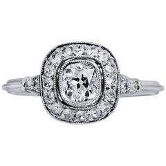 Handmade Old Mine Cushion Cut Diamond Platinum Engagement Ring 3