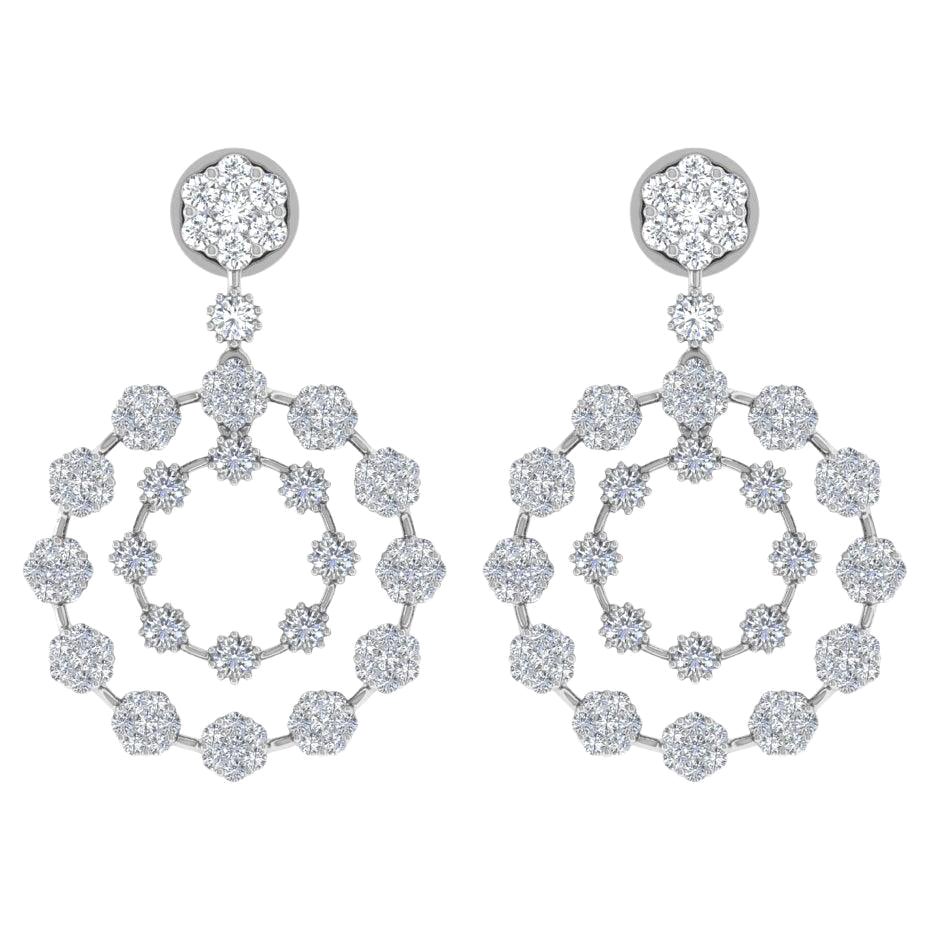 Pendientes de diamantes naturales talla brillante redonda SI/H de 2,75 quilates y 14 quilates de oro blanco