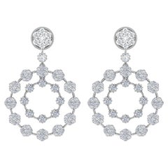 Orecchini di diamanti naturali da 2,75 carati SI/H con taglio brillante rotondo, oro bianco 14 carati