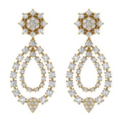 2,55 Karat SI/H Ohrringe aus 14 Karat Gelbgold mit rundenen Diamanten im Brillantschliff