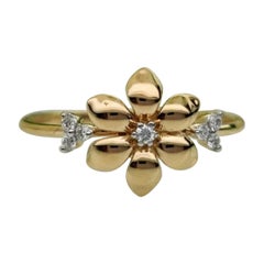 Used 14k Solid Gold Floral Diamond Ring Minimalist Diamond Anniversary Ring Gift