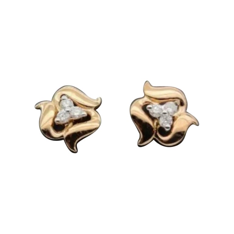 14k Solid Gold Flower Stud Earring Natural Diamond Cluster Jewelry