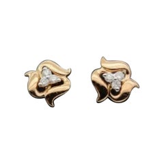 14k Solid Gold Blume Ohrstecker Natürliche Diamant-Cluster-Schmuck