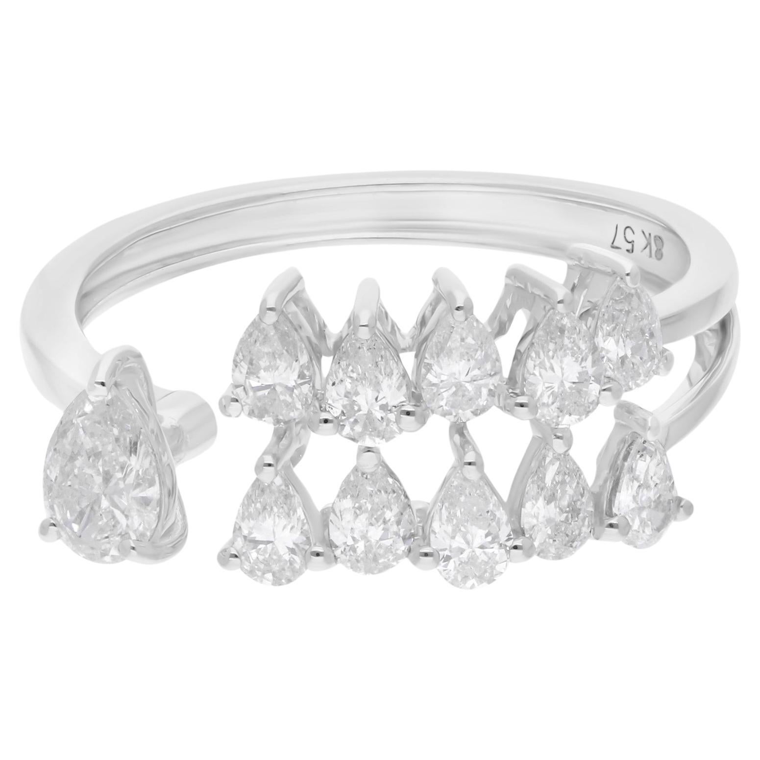 0.95 Carat SI Clarity HI Color Pear Diamond Ring 14 Karat White Gold Jewelry