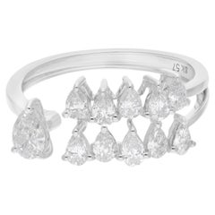 0.95 Carat SI Clarity HI Color Pear Diamond Ring 14 Karat White Gold Jewelry