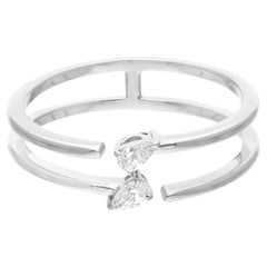 0,12 quilates reales SI Claridad HI Color Anillo de diamantes pera 14 quilates oro blanco