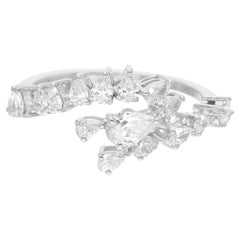 Anillo de diamantes pera SI/H naturales de 0,97 quilates y oro blanco de 14 quilates Joyas hechas a mano