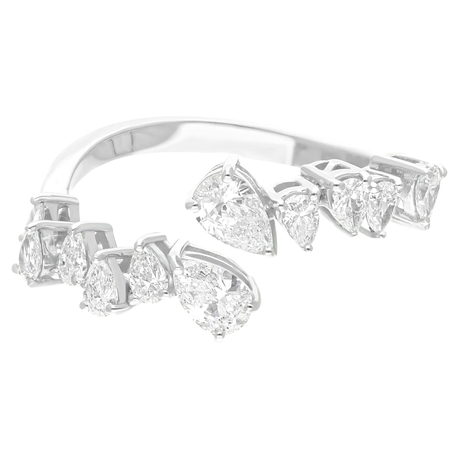 Real 0.81 Carat SI Clarity HI Color Pear Shape Diamond Ring 14 Karat White Gold