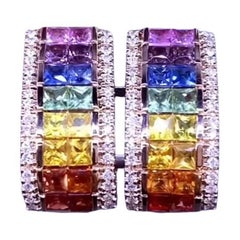 AIG Certified 4.90 Carat Ceylon Sapphires Diamonds 18k Gold Earrings