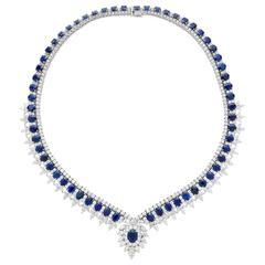 Fabulous Sapphire Diamond gold Necklace