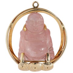 Vintage Gold and Pink Quartz Buddha Statement Large Charm