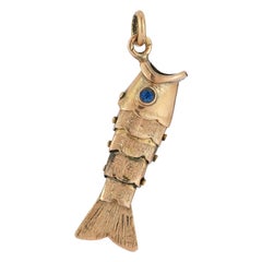 Vintage Gold and Sapphire Articulated Fish Charm