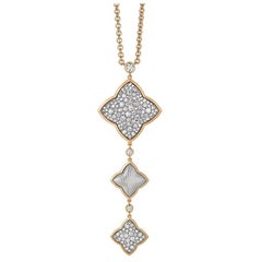 Quatrefoil Collier 18k Rose Gold White Gold 144 Diamonds 2.34 ct height 79.5 mm