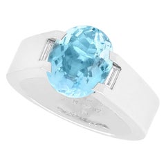 Ring aus 18 Karat Weißgold mit 4,80 Karat Aquamarin und 0,20 Karat Diamant von Cartier