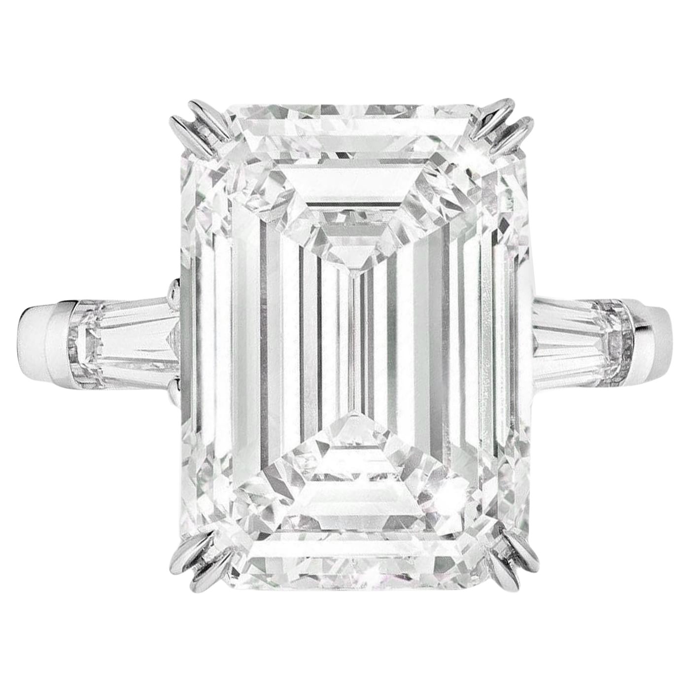 GIA Certified 5.11 Carat Emerald Cut Diamond Ring F Color VVS2 Clarity