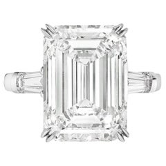 Bague avec diamant taille émeraude de 5,11 carats certifié GIA, couleur F, pureté VVS2
