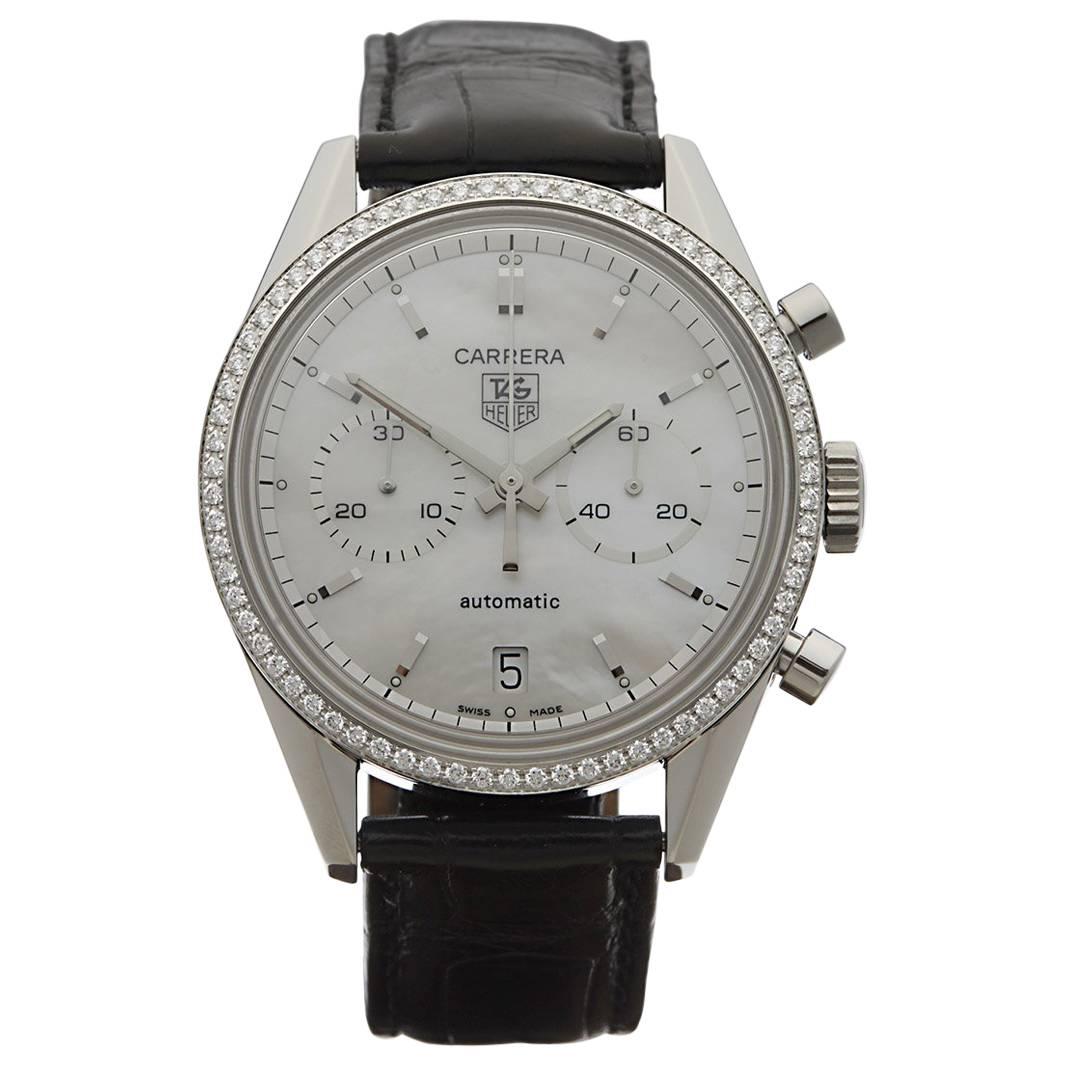 Tag Heuer Stainless Steel Diamond Bezel Carrera Automatic Wristwatch