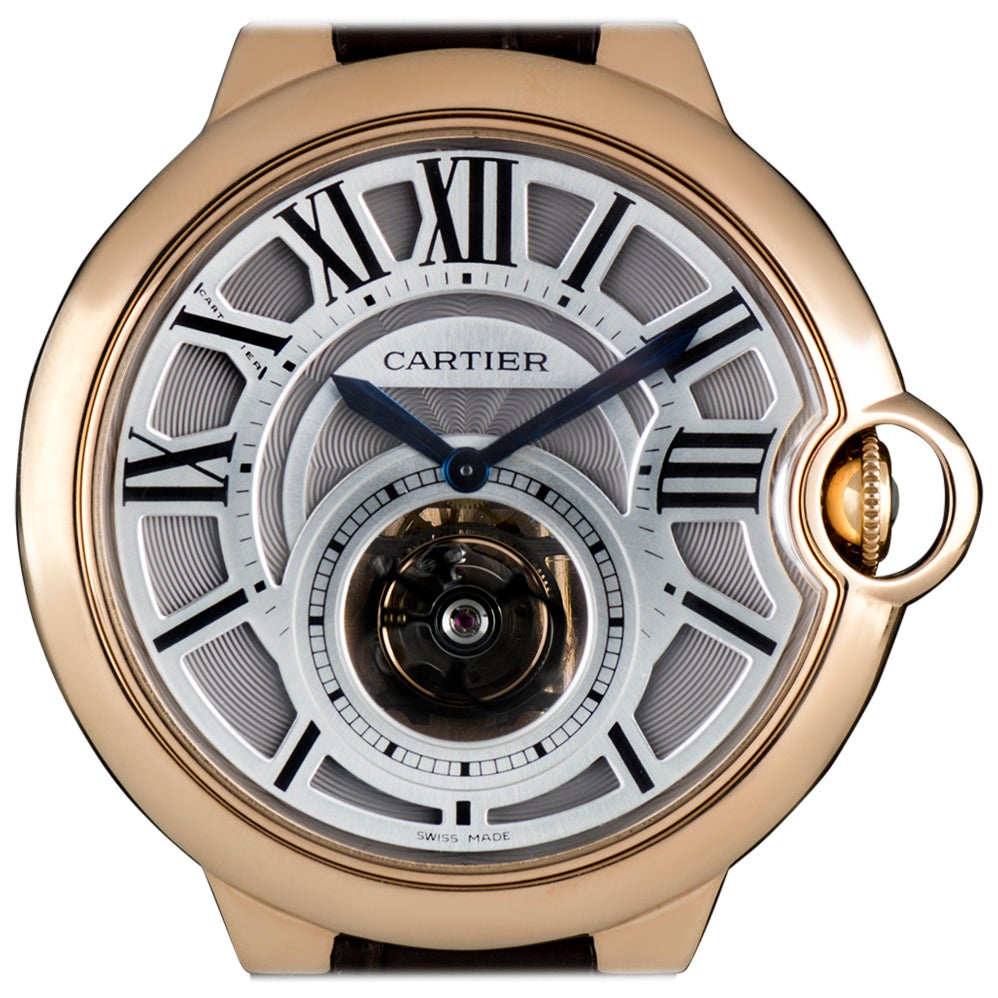 Cartier Rose Gold Ballon Bleu De Cartier Flying Tourbillon manual  Wristwatch at 1stDibs