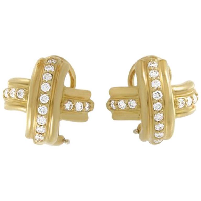 Tiffany And Co Signature Diamond X Earrings At 1stdibs Tiffany Co Signature Diamond X Earrings For