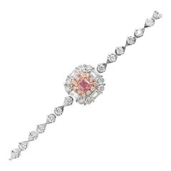AGL Zertifizierung 18K Weißgold Cushion-Cut Pink Diamond Armband mit