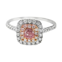 AGL Certified 18K White Gold Cushion-Cut Pink Diamond Engagement Ring
