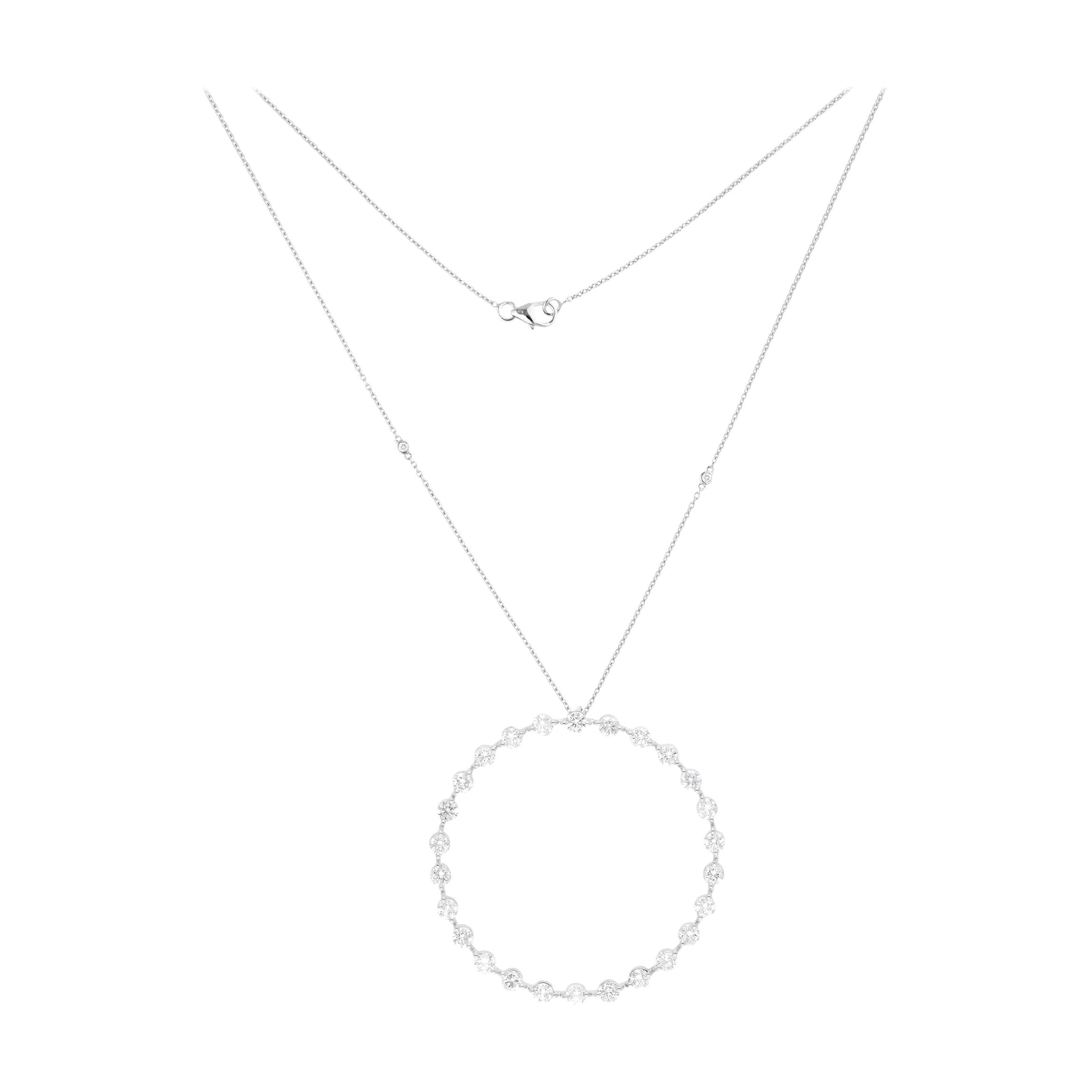 1.45 Ct SI Claridad HI Color Diamante Círculo Collar 14 Kilates Oro Blanco