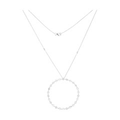 1.45 Ct SI Clarity HI Color Diamond Circle Pendant Necklace 14 Karat White Gold