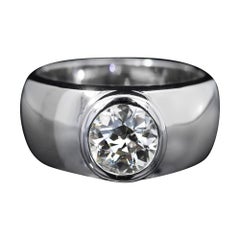 Early European Cut Diamond Bezel Set Ring Circa 2000s