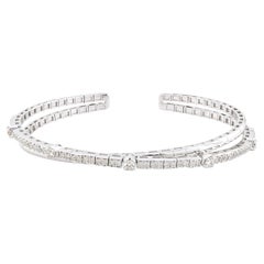 0.85 Carat SI Clarity HI Color Diamond Cuff Bangle Fine Bracelet 14k White Gold