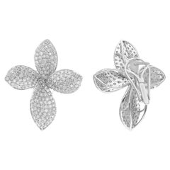 2,55 Karat SI/H Blumenohrringe aus 18 Karat Weißgold mit rundem Diamanten im Brillantschliff