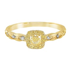18 Karat Gelbgold Gelber Diamant Minimalistischer Verlobungsring mit Design