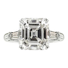Bague de pureté IF en or blanc 18 carats avec diamant taille émeraude certifié GIA de 1,30 carat