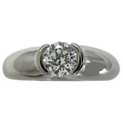 Vintage Cartier Round Diamond 0.28ct VVS Ellipse 18k White Gold Solitaire Ring