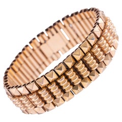 Retro Link Bracelet Geometric Stylized 18K Rose Gold Circa 1940