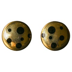 Gold and Onyx Dot Earrings