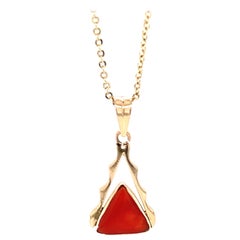 Coral Yellow Gold Pendant Necklace