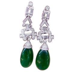 AIG Certified 50.00 Carat Zambian Emeralds Diamonds 18K Gold Earrings