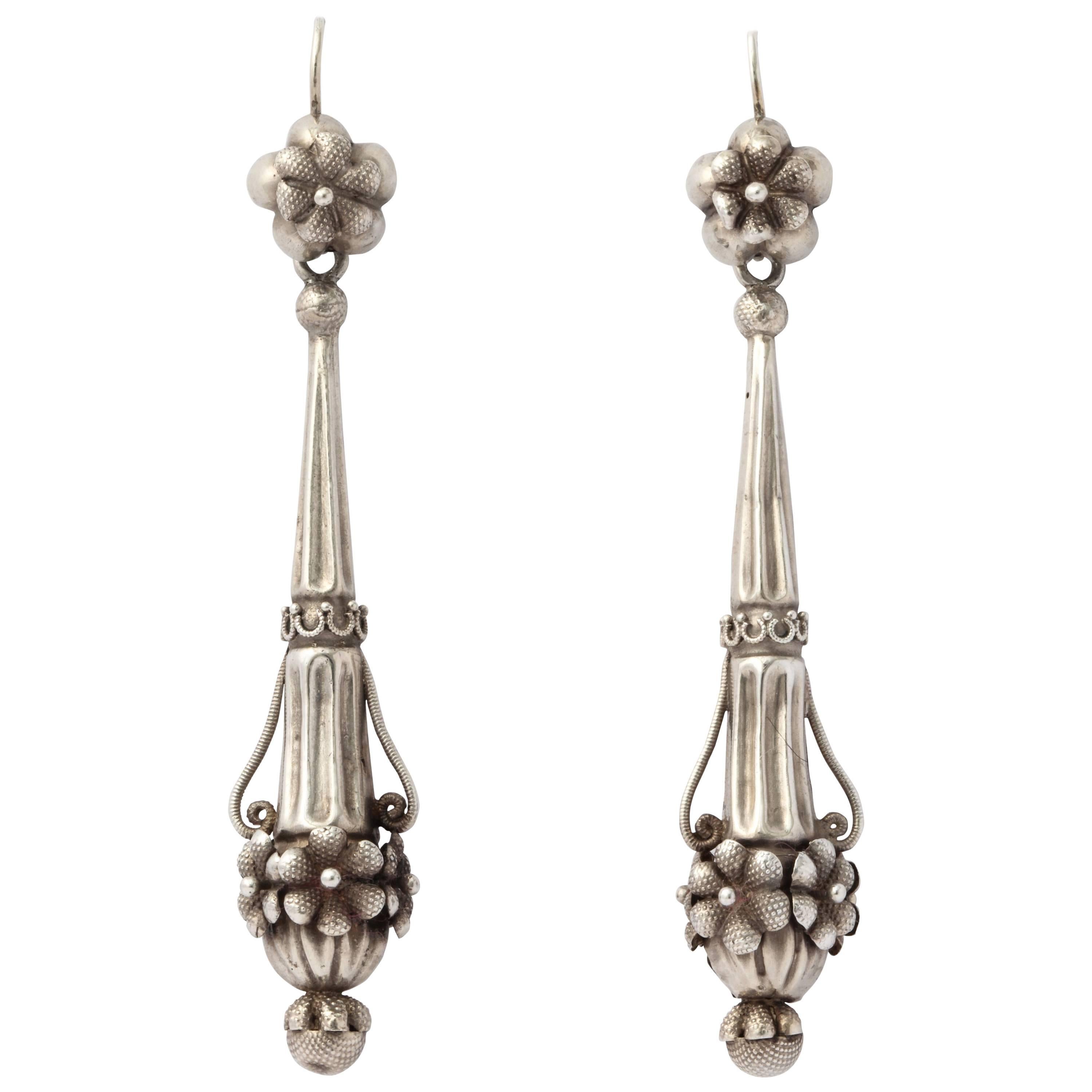 Georgian Chandelier Earrings in Rare Silver