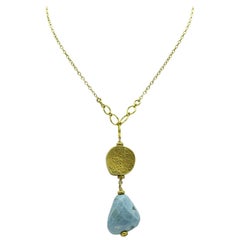 Large Drop Turquoise and Gold Circle Necklace