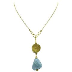 Large Drop Turquoise and Gold Circle Necklace 11