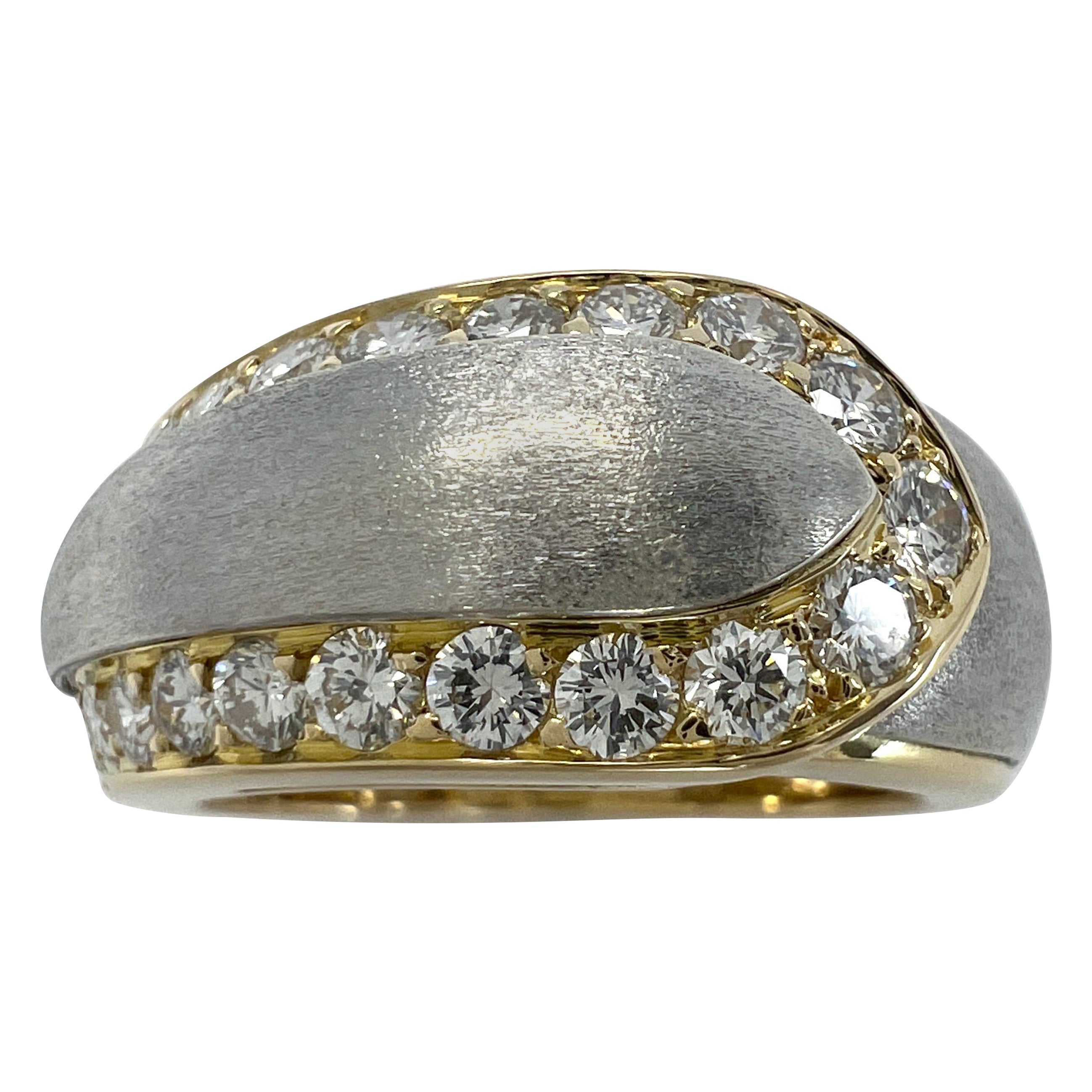 Rare Van Cleef & Arpels 0.80ct Diamond 18k White And Yellow Gold Cocktail Ring