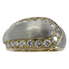 Van Cleef & Arpels Bague cocktail rare en or blanc et jaune 18 carats avec diamants de 0,80 carat