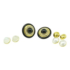 Lagos Pendientes de Oro con Centro Intercambiable de Ónix y Diamante de 1,50 ct