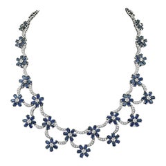 60.00ct Sapphire 4.00ct Diamond Necklace