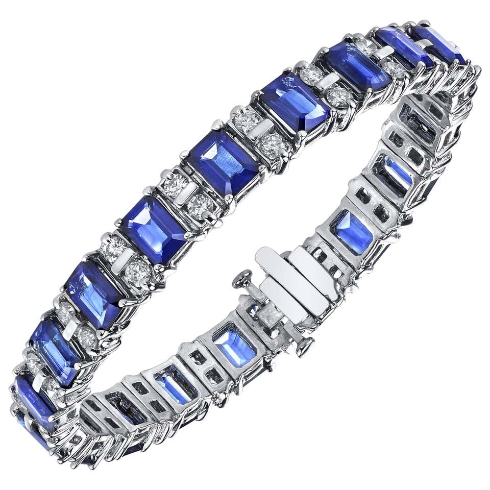 Tennis bracelet diamond and sapphire Clearance