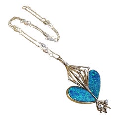 Opal and Diamond Pendant Necklace in 18k and 14k Yellow Gold
