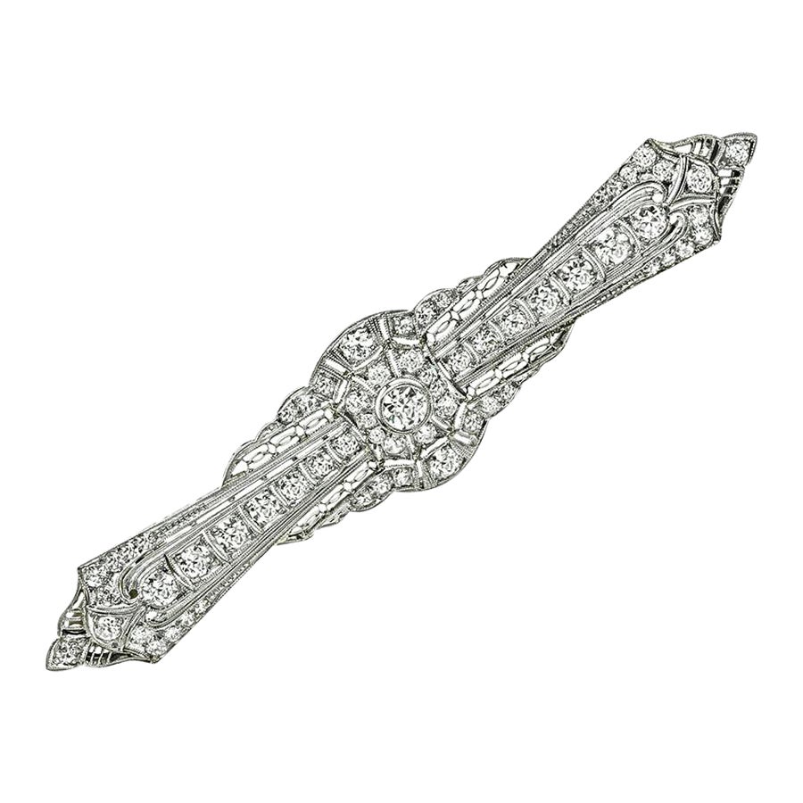 Art Deco 2.00ct Diamond Pin For Sale