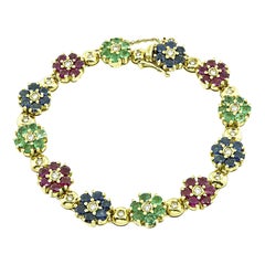 0,70 ct Diamante Multi Color Piedra Preciosa Pulsera de Oro